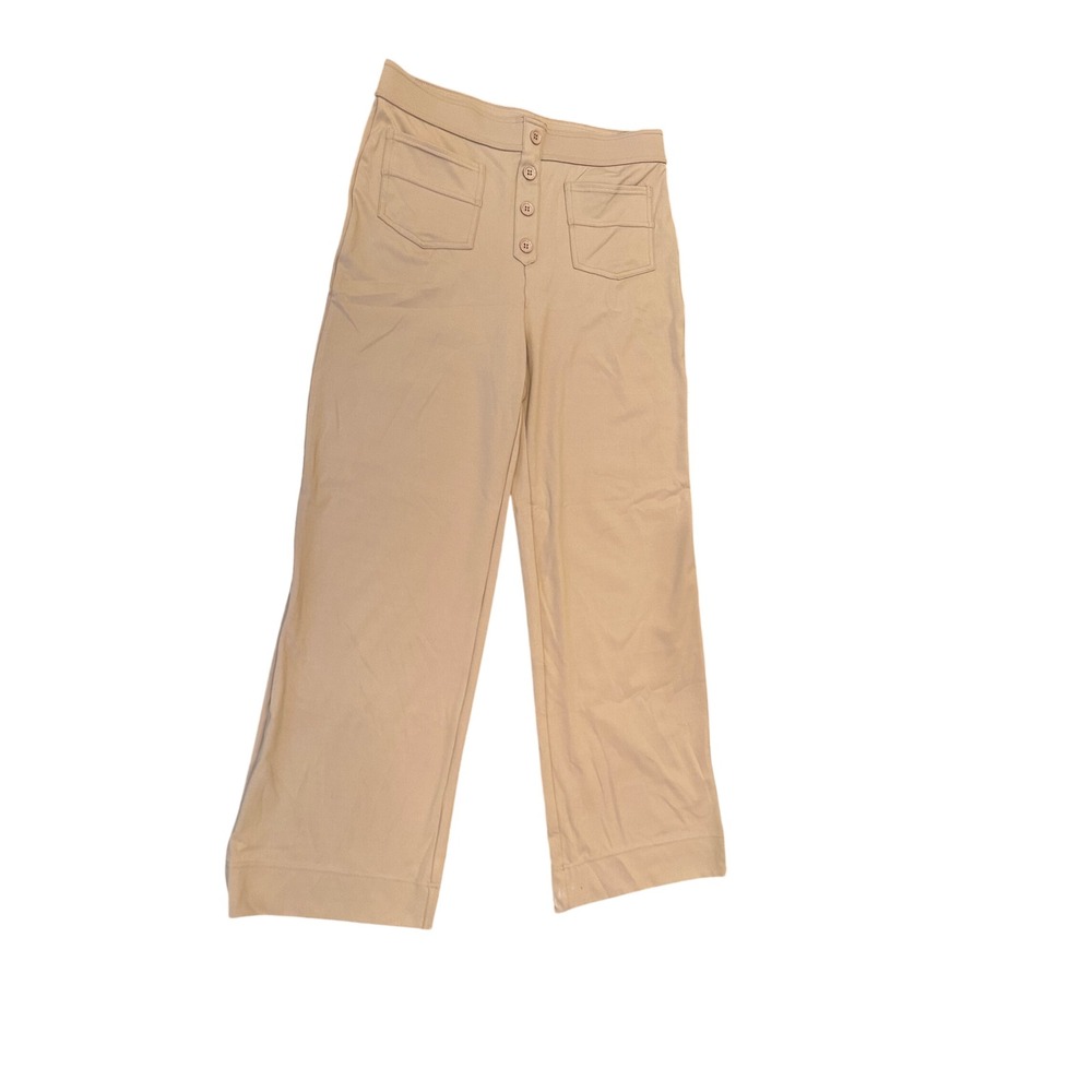 Halara Tan Wide Leg Button Front Trousers High Waisted Pants Large Regular